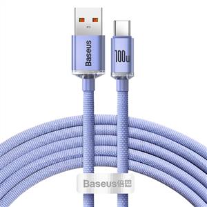 Baseus Crystal USB-A to C 100W 1.2m Kablo - Mor