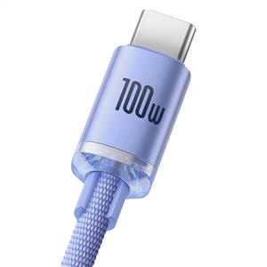 Baseus Crystal USB-A to C 100W 1.2m Kablo - Mor