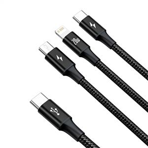 Baseus Rapid 3in1 20W 1.5m Kablo - Siyah
