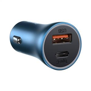 Baseus Golden 60w Araç Şarj Cihazı USB-A + USB-C - Mavi