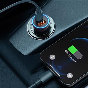 Baseus Golden 60w Araç Şarj Cihazı USB-A + USB-C - Gri