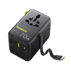 Baseus EnerCore CG11 Kablolu Evrensel Seyahat Adaptörü 2AC+2U+2C 70W - Siyah
