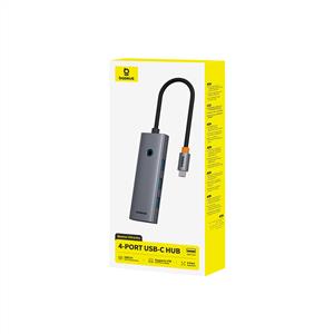Baseus UltraJoy Series 4-Port Hub - Gri (USB-C to USB 3.0*4+USB-C 5V)