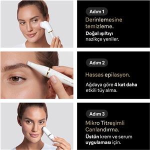 Braun FaceSpa Pro 911 + 3 Ekstra Başlık, Yüz Epilatörü