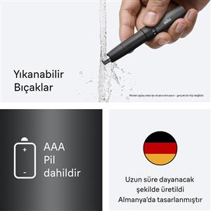 Braun EN20 Kulak ve Burun Düzeltici, Cep Boyutu, Çift Bıçak, SkinGentle