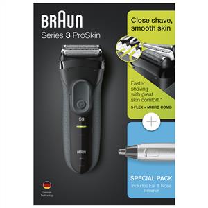 BRAUN 3000VS TIRAŞ MAKİNESİ + EN 10 KULAK BURUN TÜY KESME MAKİNESİ
