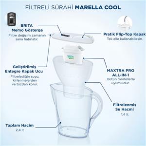 BRITA MARELLA COOL FİLTRELİ SÜRAHİ PRO-BEYAZ 2,4 LT