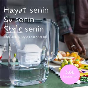 Brita Style Essential XL Filtreli Sürahi PRO - Taş Mavisi, 3,6 lt