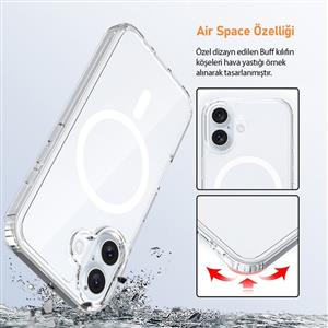 Buff Labs iPhone 16 Magsafe Air Hybrid Kılıf - Şeffaf