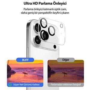 Buff Labs iPhone 17 Pro Kamera Lens Koruyucu - Şeffaf