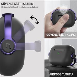 Buff Airpods 4 ile Uyumlu Kilitli Kapak DjPods Kılıf - Siyah