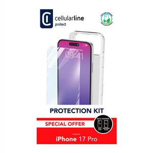 CELLULARLINE IPHONE 17 PRO SEFFAF KILIF + TEMPERLİ CAM EKRAN KORUYUCU SET ( 2in1)