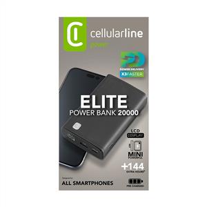 CELLULARLINE ELITE PD 20W HIZLI ŞARJ 20.000 MAH POWERBANK - SİYAH