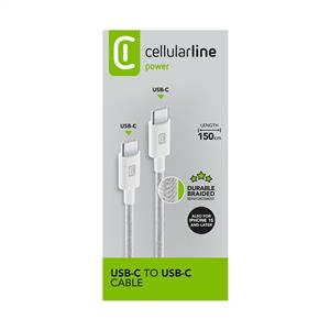 CELLULARLINE USB-C TO USB-C ÖRGÜ KABLO 1,5M - BEYAZ
