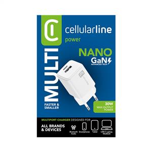 CELLULARLINE MULTIPOWER 30W GAN 2 PORT ADAPTÖR