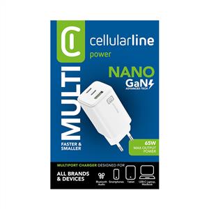 CELLULARLINE MULTIPOWER 65W GAN 3 PORT ADAPTÖR - BEYAZ