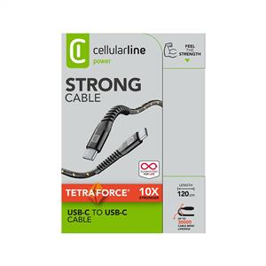 CELLULARLINE TETRA FORCE Extreme Ultra Dayanıklı USB-C TO USB-C KEVLAR KABLO - Siyah