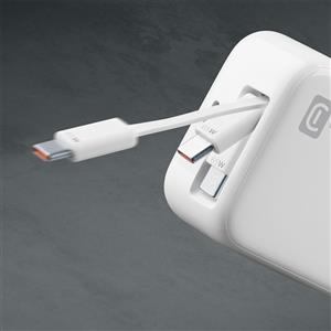 CELLULARLINE GAN ÇİFT PORTLU ŞARJ CİHAZI 65W ( 90CM DAHILI TYPE-C KABLO ) - BEYAZ