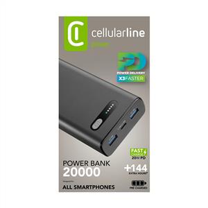 Cellularline PD 20W HIZLI ŞARJ 20.000 MAH POWERBANK -  SİYAH