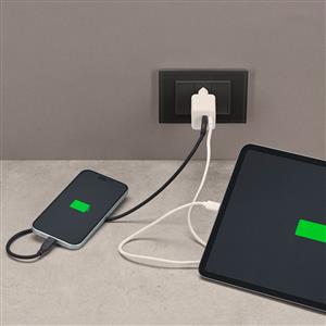 CELLULARLINE 30W DUAL PORT ŞARJ ALETİ ( ADAPTÖR + KABLO ) - BEYAZ
