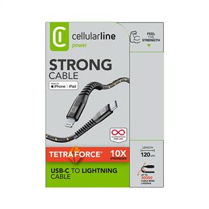 CELLULARLINE TETRA FORCE KABLO USB-C TO LİGHTNİNG 1,20M - SİYAH