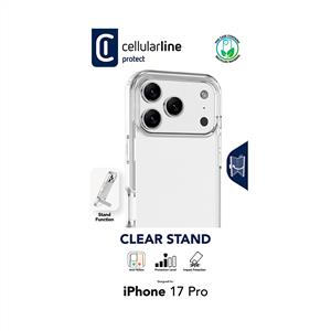 CELLULARLINE IPHONE 17 PRO STAND OZELLIKLI ANTIBAKTERİYEL KILIF - ŞEFFAF
