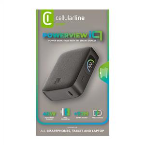 Cellularline Powerview 45W 10.000 Mah TFT Ekranlı Powerbank - Siyah