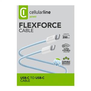 CELLULARLINE FLEXFORCE 2MT C-C 60W ORGU KABLO MAVI
