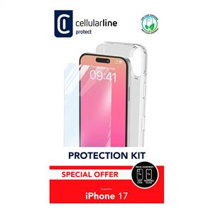 CELLULARLINE IPHONE 17 SEFFAF KILIF + TEMPERLİ CAM EKRAN KORUYUCU SET (2in1)