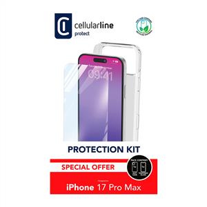 CELLULARLINE IPHONE 17 PRO MAX SEFFAF KILIF + TEMPERLİ CAM EKRAN KORUYUCU SET (2in1)