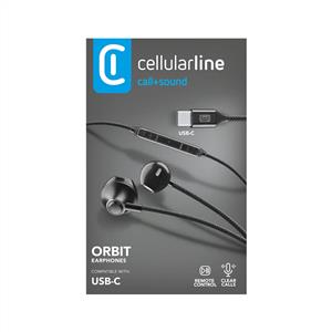 CELLULARLINE ORBIT TYPE-C KABLOLU KULAK İÇİ KULAKLIK - SİYAH