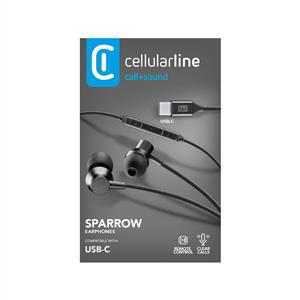 CELLULARLINE SPARROW TYPE-C SİLİKONLU KABLOLU KULAK İÇİ KULAKLIK - SİYAH