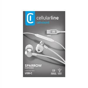 CELLULARLINE SPARROW TYPE-C SİLİKONLU KABLOLU KULAK İÇİ KULAKLIK - BEYAZ