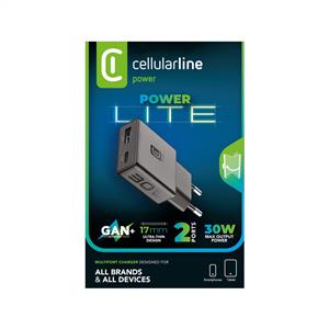 CELLULARLINE 30W DUAL PORT ULTRASLIM ADAPTOR - SIYAH