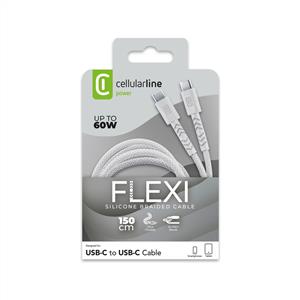 CELLULARLINE FLEXY 150CM 60W C-C ORGU KABLO BEYAZ