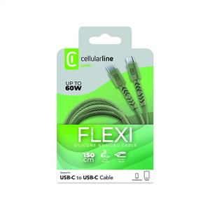 CELLULARLINE FLEXY 150CM 60W C-C ORGU KABLO YESIL