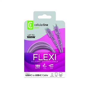 CELLULARLINE FLEXY 150CM 100W C-C ORGU KABLO MOR