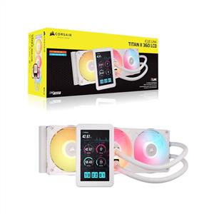 CORSAIR iCUE LINK TITAN II 360 RX RGB LCD 3x120mm 360mm BEYAZ SIVI SOĞUTMA SİSTEMİ