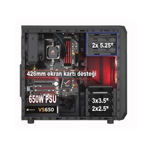 CORSAIR CARBIDE SERİSİ CHAMP/SPEC-02 80PLUS 650W KIRMIZI FANLI MidT ATX KASA