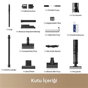Dreame H12-Dual Islak ve Kuru Dikey Şarjlı Süpürge Siyah