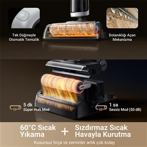 Dreame H14-Dual Islak Kuru Dikey Şarjlı Süpürge Siyah