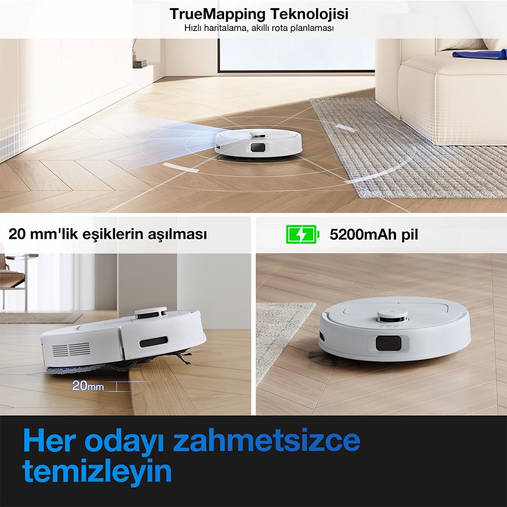 Ecovacs Deebot N20E Plus Beyaz Robot Süpürge ve Paspas Fiyatı ve