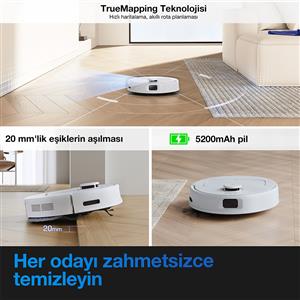 Ecovacs Deebot N20E Plus Beyaz Robot Süpürge ve Paspas