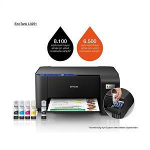 EPSON ECOTANK L3251 ÇOK FONKSİYONLU KABLOSUZ MÜREKKEP TANKLI YAZICI