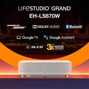 Epson EH-LS670W 4K, 3.600 Lümen, 5.000.000 Kontrast, Google TV, Bose 20.000 Saat Lamba