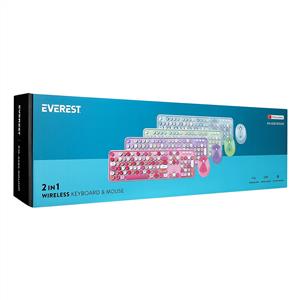 EVEREST ROUND KM-6282 KABLOSUZ KLAVYE MOUSE SET-YEŞİL