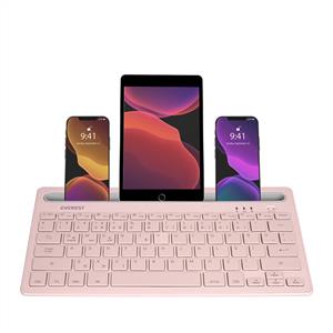 EVEREST KB-BT82 BLUETOOTH ŞARJLI KABLOSUZ KLAVYE-PEMBE/GRİ