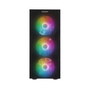 EVEREST FACED V5 4X12cm 600W TAMPERLİ CAMLI SABİT RAİNBOW FANLI ATX Mid-T OYUNCU KASASI