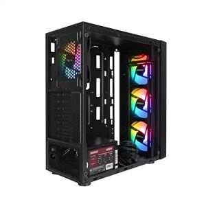 EVEREST FACED V5 4X12cm 600W TAMPERLİ CAMLI SABİT RAİNBOW FANLI ATX Mid-T OYUNCU KASASI