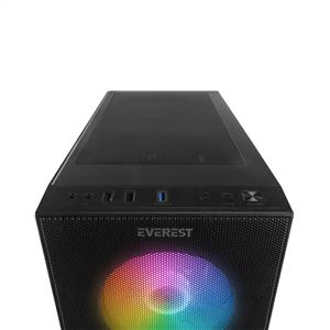 EVEREST FACED V5 4X12cm 600W TAMPERLİ CAMLI SABİT RAİNBOW FANLI ATX Mid-T OYUNCU KASASI